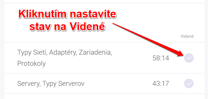 Zaškrtávacia fajka v stĺpci Videné