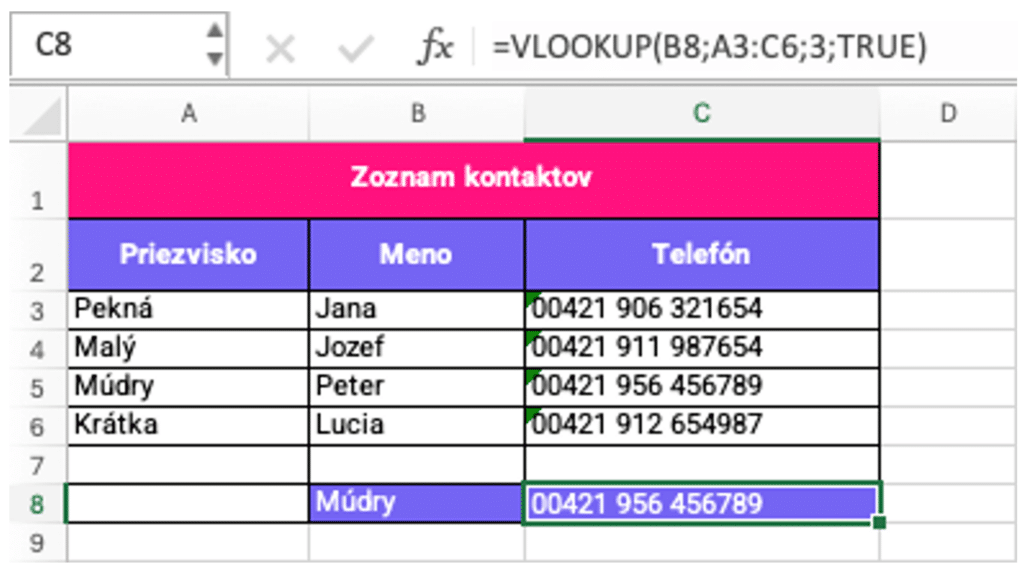 microsoft excel funkcia vlookup-použitie vzorec približná zhoda